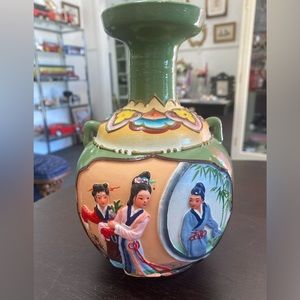 Empty pottery Oriental Liquor Bottle